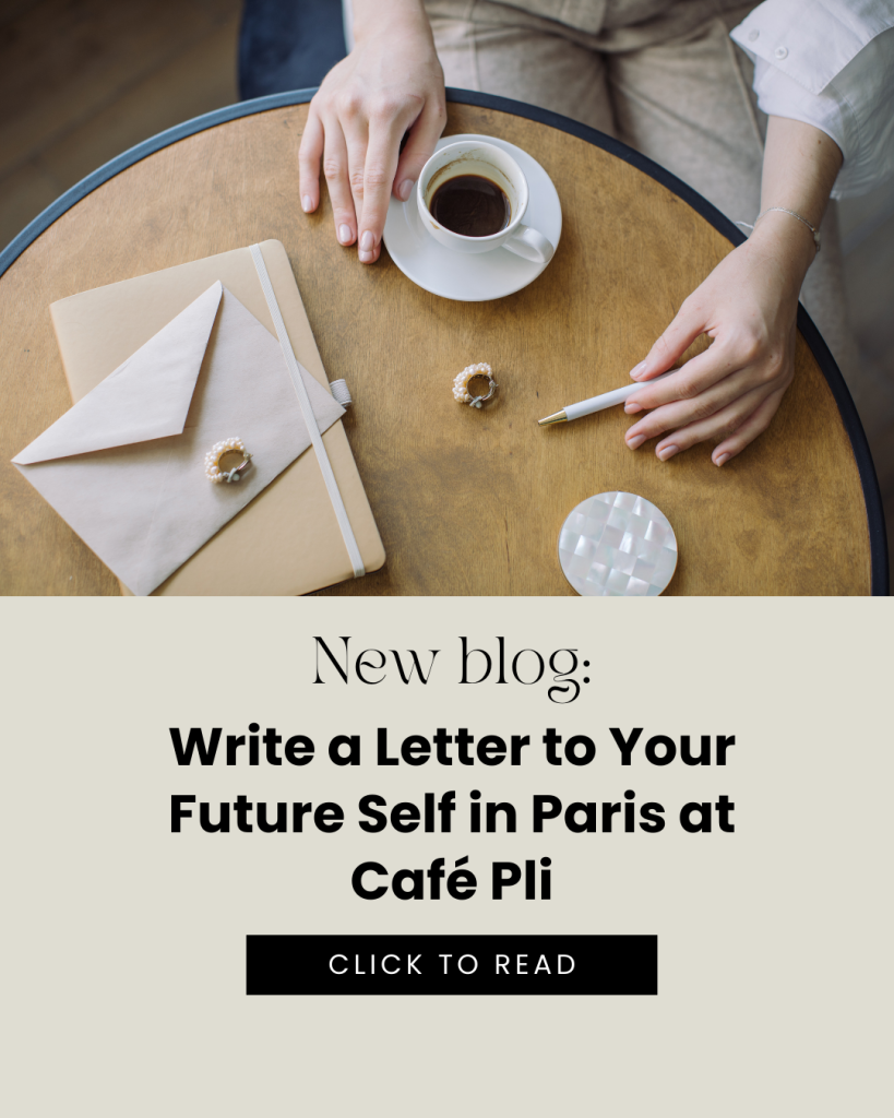 lady writing letter at cafe in paris